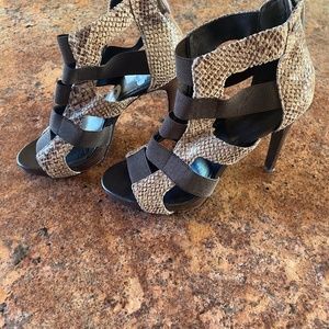 Calvin Klein Brown Snakeskin Hi Heel Sandals 8M